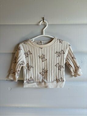 3/$25 Snug Teddy Bear Cream Ribbed Long Sleeve Top Baby 3-6m